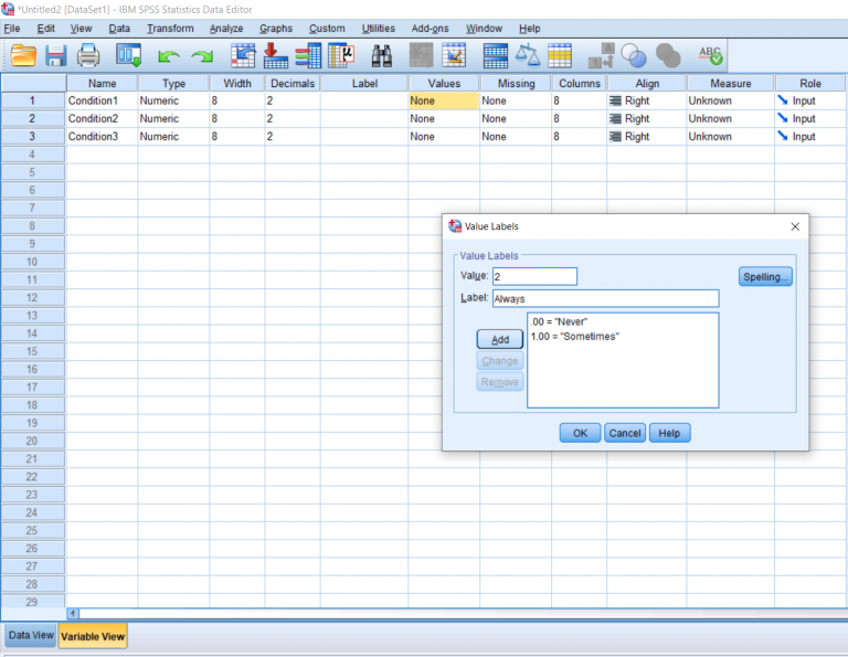 Screenshot of SPSS document